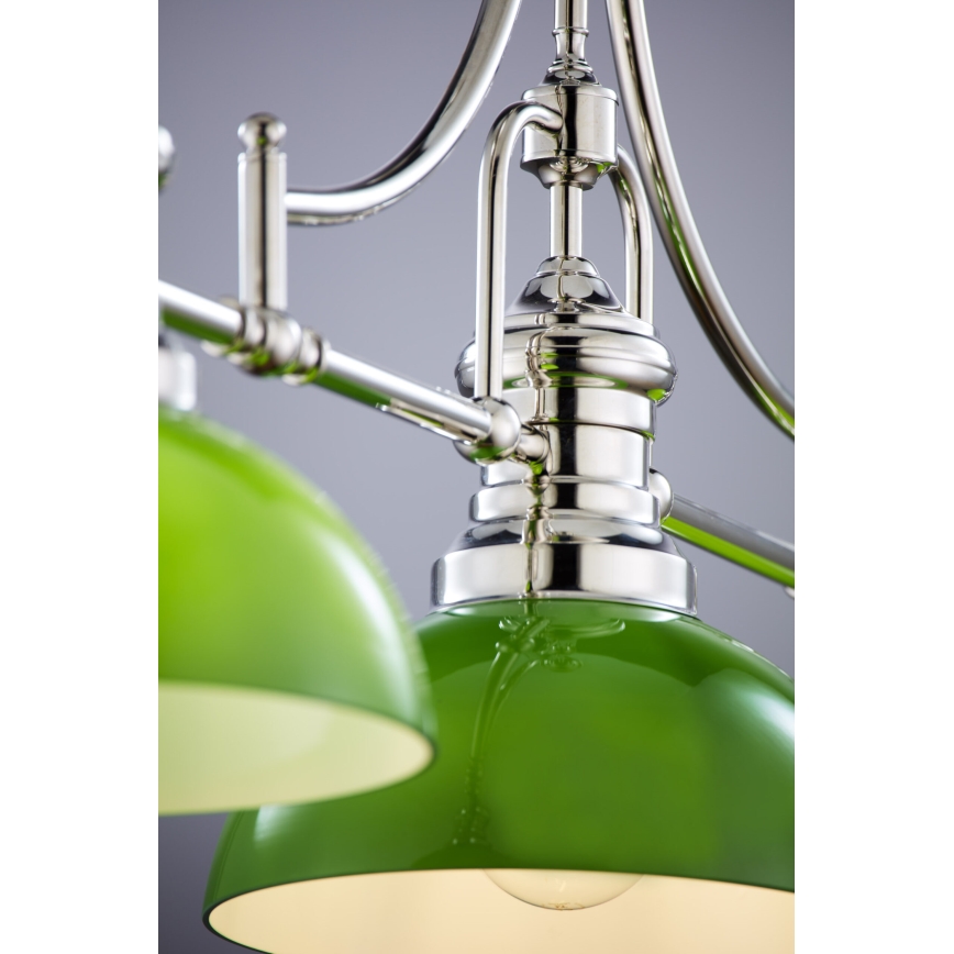 Jupiter 2072 - Lámpara de techo con barra PLATINO 3xE27/15W/230V verde/cromo brillante