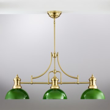 Jupiter 2074 - Lámpara de techo con varilla PLATINO 3xE27/15W/230V verde/dorado
