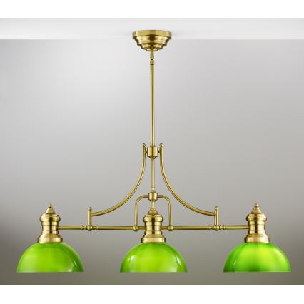 Jupiter 2074 - Lámpara de techo con varilla PLATINO 3xE27/15W/230V verde/dorado