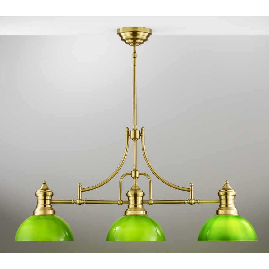 Jupiter 2074 - Lámpara de techo con varilla PLATINO 3xE27/15W/230V verde/dorado