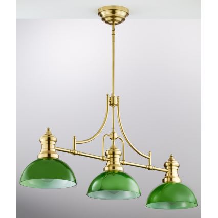 Jupiter 2074 - Lámpara de techo con varilla PLATINO 3xE27/15W/230V verde/dorado