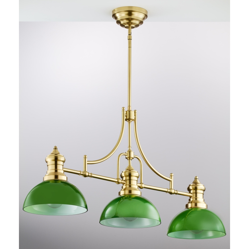 Jupiter 2074 - Lámpara de techo con varilla PLATINO 3xE27/15W/230V verde/dorado