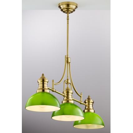 Jupiter 2074 - Lámpara de techo con varilla PLATINO 3xE27/15W/230V verde/dorado