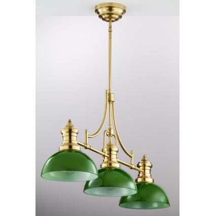 Jupiter 2074 - Lámpara de techo con varilla PLATINO 3xE27/15W/230V verde/dorado