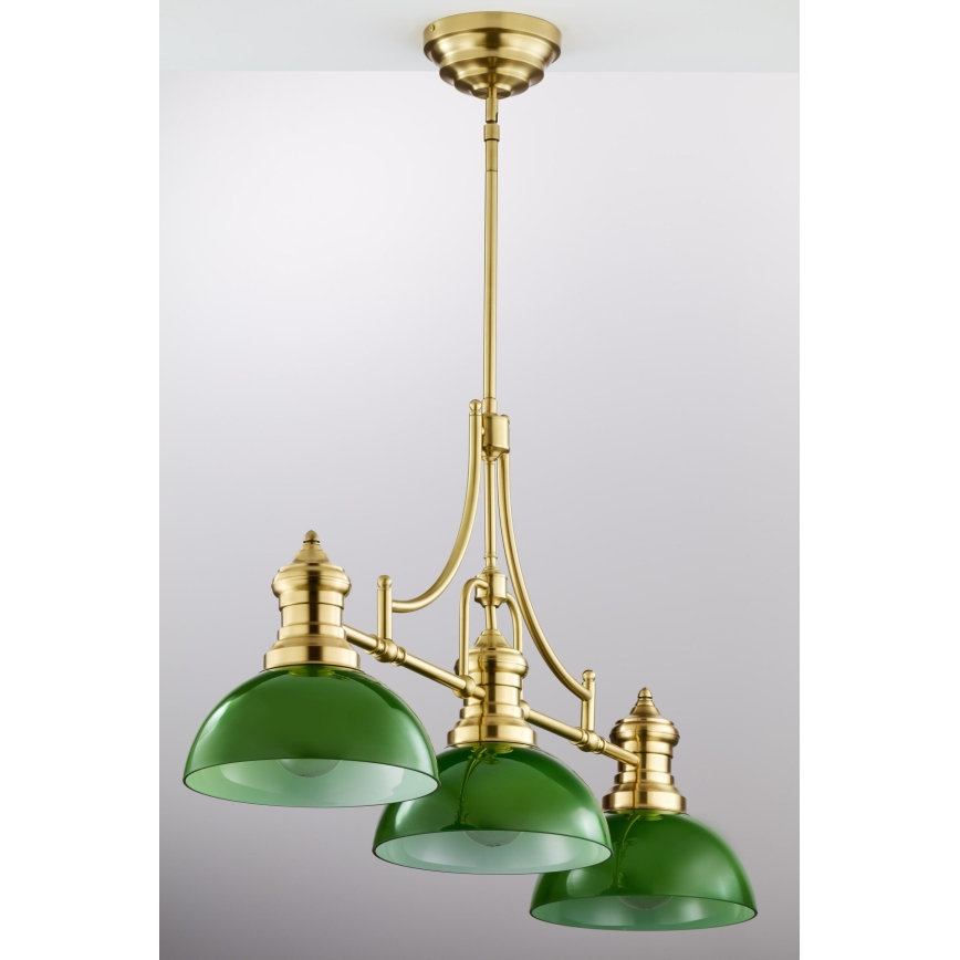 Jupiter 2074 - Lámpara de techo con varilla PLATINO 3xE27/15W/230V verde/dorado