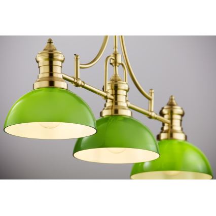 Jupiter 2074 - Lámpara de techo con varilla PLATINO 3xE27/15W/230V verde/dorado
