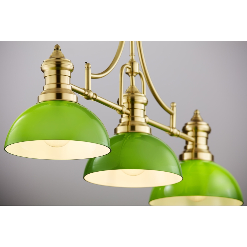 Jupiter 2074 - Lámpara de techo con varilla PLATINO 3xE27/15W/230V verde/dorado