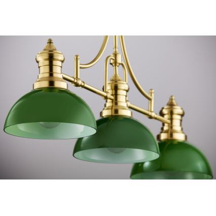Jupiter 2074 - Lámpara de techo con varilla PLATINO 3xE27/15W/230V verde/dorado