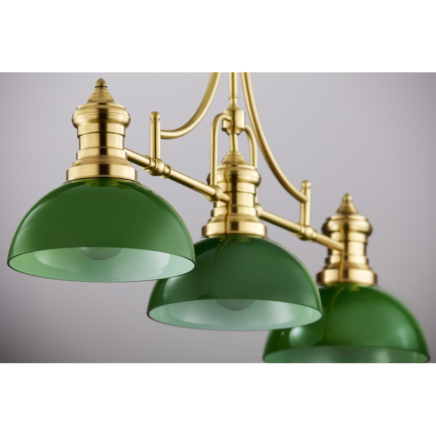 Jupiter 2074 - Lámpara de techo con varilla PLATINO 3xE27/15W/230V verde/dorado