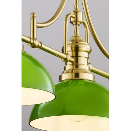 Jupiter 2074 - Lámpara de techo con varilla PLATINO 3xE27/15W/230V verde/dorado