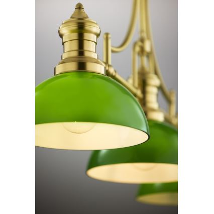 Jupiter 2074 - Lámpara de techo con varilla PLATINO 3xE27/15W/230V verde/dorado