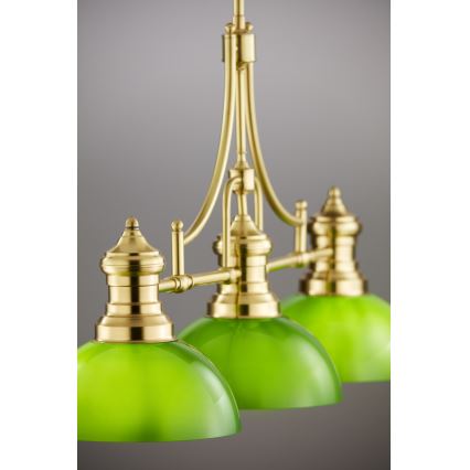 Jupiter 2074 - Lámpara de techo con varilla PLATINO 3xE27/15W/230V verde/dorado