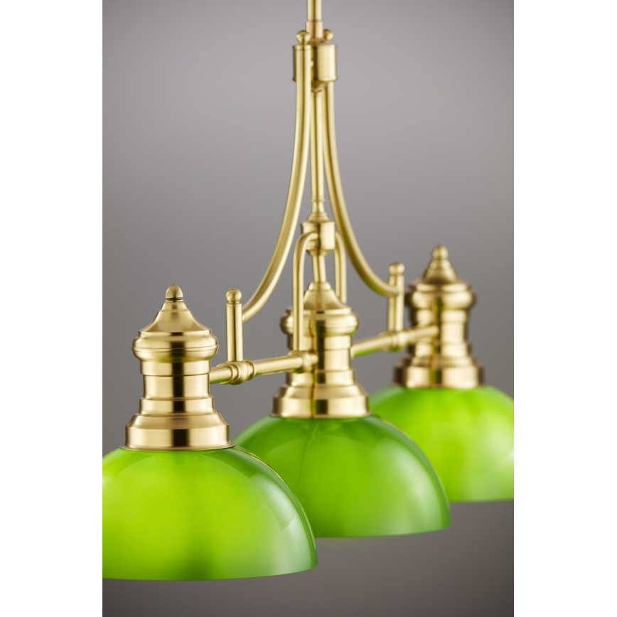 Jupiter 2074 - Lámpara de techo con varilla PLATINO 3xE27/15W/230V verde/dorado