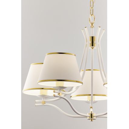 Jupiter 2084 - Lámpara colgante con cadena SAMBA 5xE27/15W/230V blanco/dorado