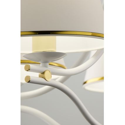 Jupiter 2084 - Lámpara colgante con cadena SAMBA 5xE27/15W/230V blanco/dorado