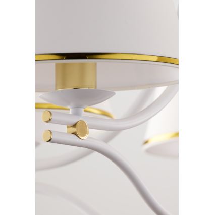 Jupiter 2084 - Lámpara colgante con cadena SAMBA 5xE27/15W/230V blanco/dorado