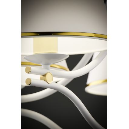 Jupiter 2084 - Lámpara colgante con cadena SAMBA 5xE27/15W/230V blanco/dorado