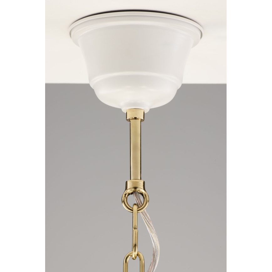 Jupiter 2084 - Lámpara colgante con cadena SAMBA 5xE27/15W/230V blanco/dorado