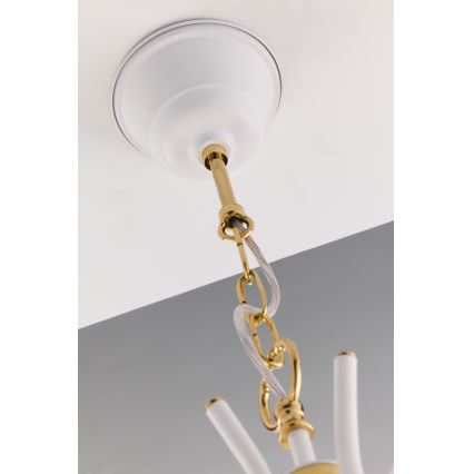 Jupiter 2084 - Lámpara colgante con cadena SAMBA 5xE27/15W/230V blanco/dorado