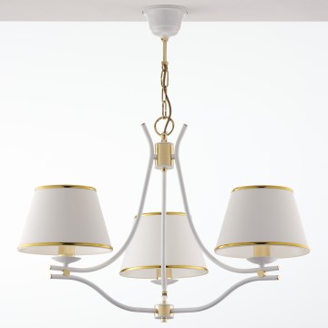 Jupiter 2085 - Lámpara colgante con cadena SAMBA 3xE27/15W/230V blanco/dorado