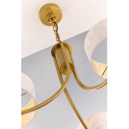 Jupiter 2096 - Lámpara colgante con cadena ARTHUR 3xE27/15W/230V blanca/dorada con decoración de mármol