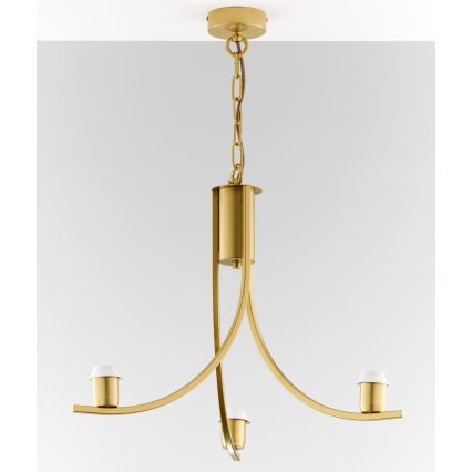Jupiter 2096 - Lámpara colgante con cadena ARTHUR 3xE27/15W/230V blanca/dorada con decoración de mármol