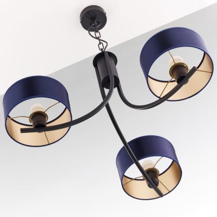 Jupiter 2099 - Lámpara colgante con cadena ARTHUR 3xE27/15W/230V azul/negro