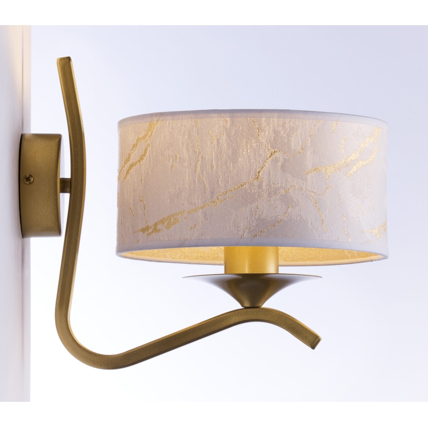 Jupiter 2111 - Aplique de pared KASZMIR 1xE27/15W/230V blanco/dorado/efecto mármol