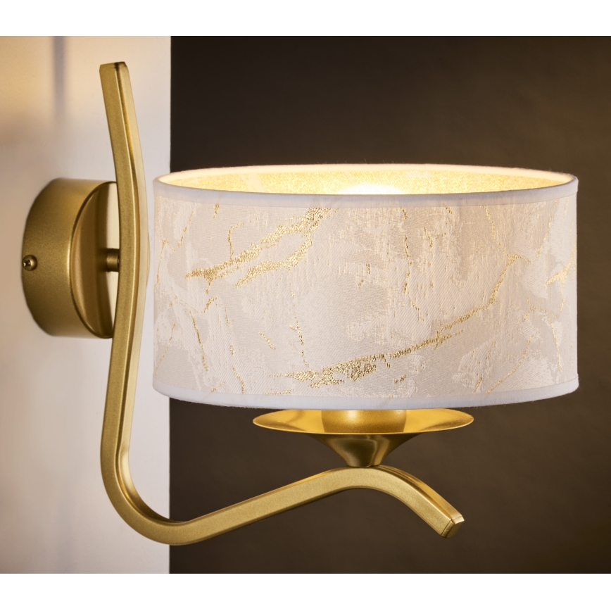 Jupiter 2111 - Aplique de pared KASZMIR 1xE27/15W/230V blanco/dorado/efecto mármol