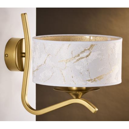 Jupiter 2111 - Aplique de pared KASZMIR 1xE27/15W/230V blanco/dorado/efecto mármol