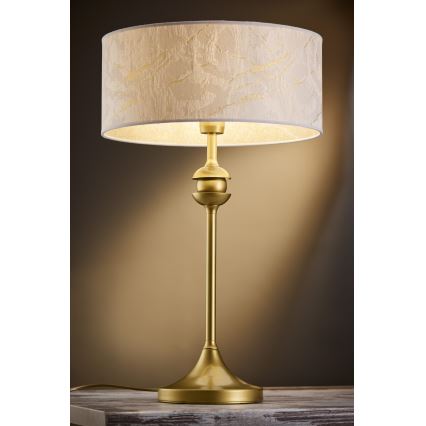 Jupiter 2112 - Lámpara de sobremesa KASZMIR 1xE27/15W/230V blanca/dorada/decoración de mármol