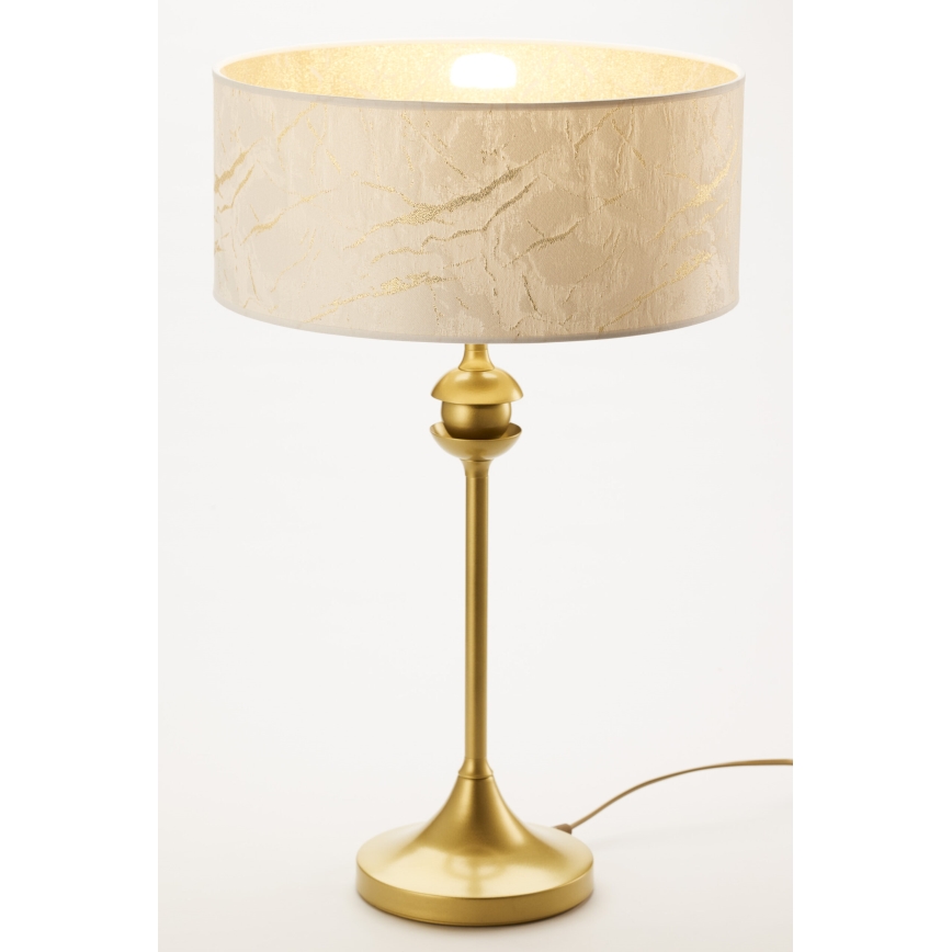 Jupiter 2112 - Lámpara de sobremesa KASZMIR 1xE27/15W/230V blanca/dorada/decoración de mármol