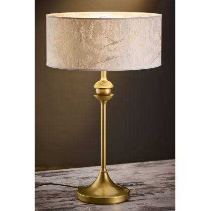 Jupiter 2112 - Lámpara de sobremesa KASZMIR 1xE27/15W/230V blanca/dorada/decoración de mármol