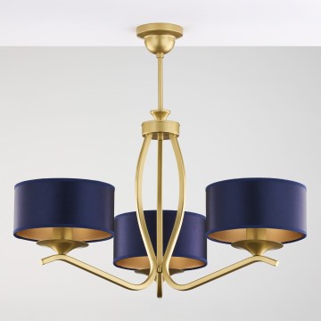 Jupiter 2113 - Lámpara colgante con varilla KASZMIR 3xE27/15W/230V azul/dorado