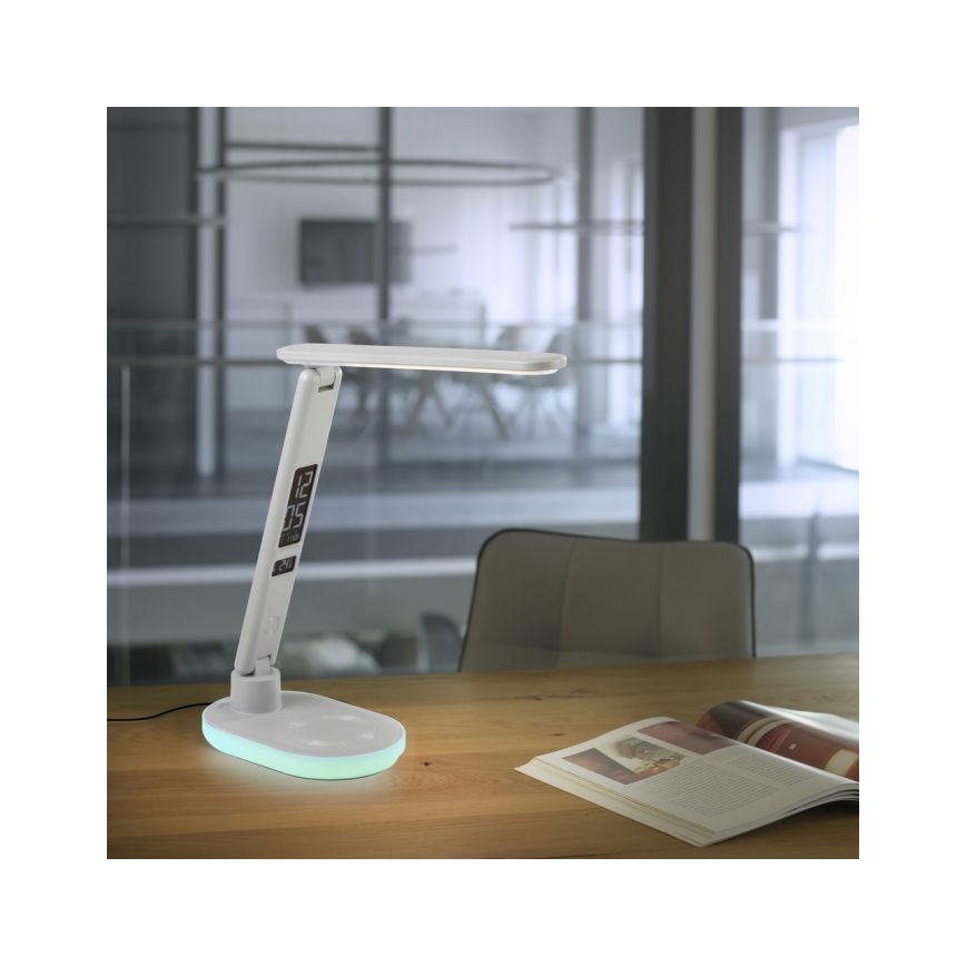 JUST LIGHT. 11018-16 - Lámpara de mesa táctil regulable LED RGBW con carga inalámbrica TINA LED/4W/230V blanca