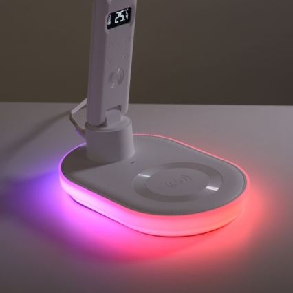 JUST LIGHT. 11018-16 - Lámpara de mesa táctil regulable LED RGBW con carga inalámbrica TINA LED/4W/230V blanca