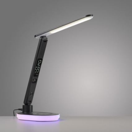 JUST LIGHT. 11018-18 - Lámpara de sobremesa táctil regulable LED RGBW con carga inalámbrica TINA LED/4W/230V, negra