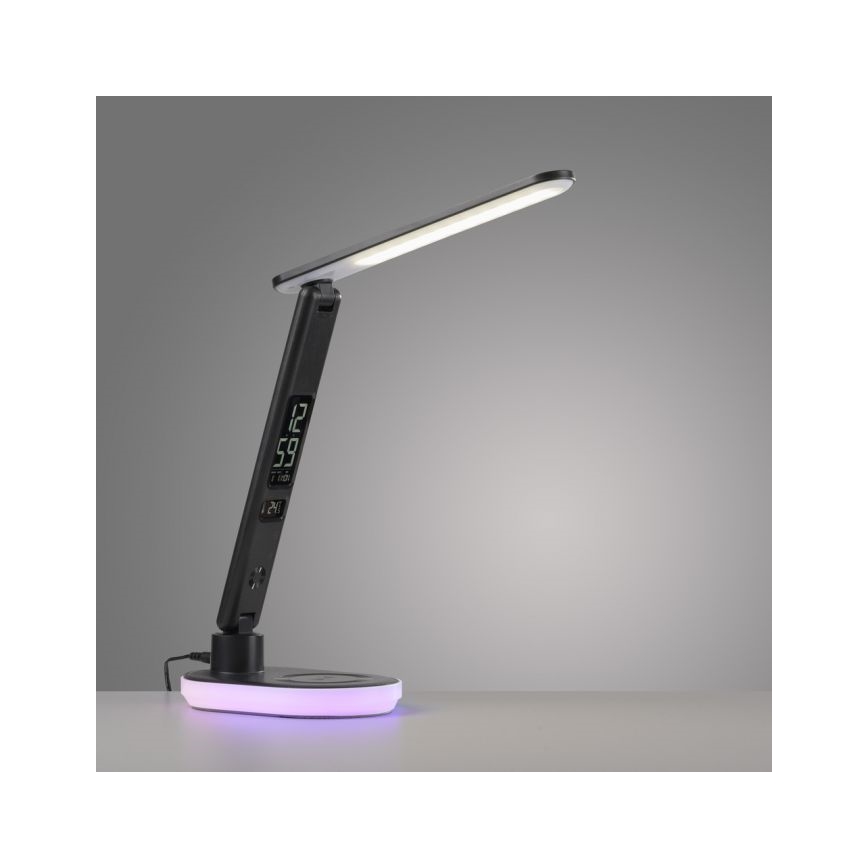 JUST LIGHT. 11018-18 - Lámpara de sobremesa táctil regulable LED RGBW con carga inalámbrica TINA LED/4W/230V, negra