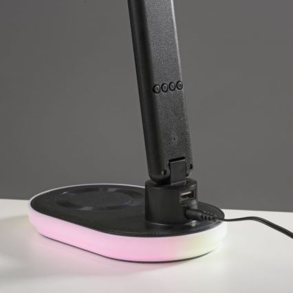 JUST LIGHT. 11018-18 - Lámpara de sobremesa táctil regulable LED RGBW con carga inalámbrica TINA LED/4W/230V, negra
