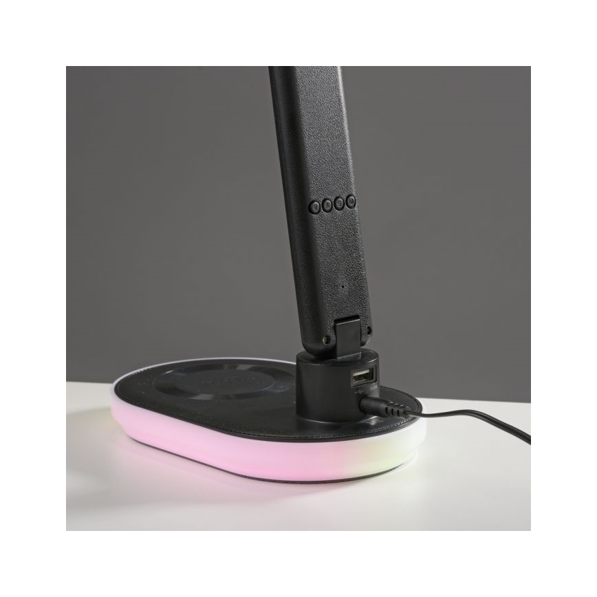 JUST LIGHT. 11018-18 - Lámpara de sobremesa táctil regulable LED RGBW con carga inalámbrica TINA LED/4W/230V, negra