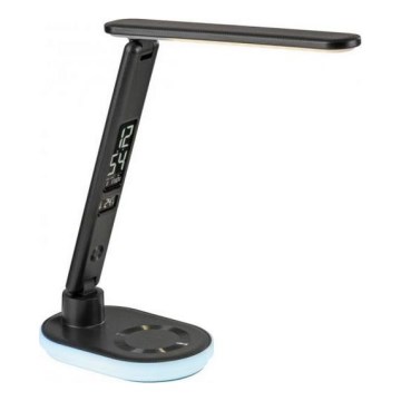 JUST LIGHT. 11018-18 - Lámpara de sobremesa táctil regulable LED RGBW con carga inalámbrica TINA LED/4W/230V, negra