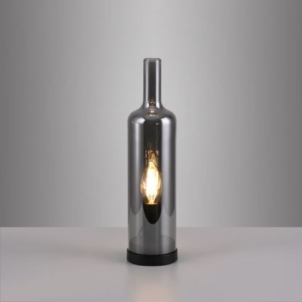 JUST LIGHT. 14006-25 - Lámpara de mesa BOTTLE 1xE14/25W/230V negra/ahumada