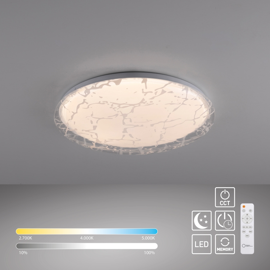 JUST LIGHT. 14008-16 - Lámpara de techo LED regulable ART PLAFO LED/20W/230V 2700-6500K diámetro 38 cm blanca + control remoto