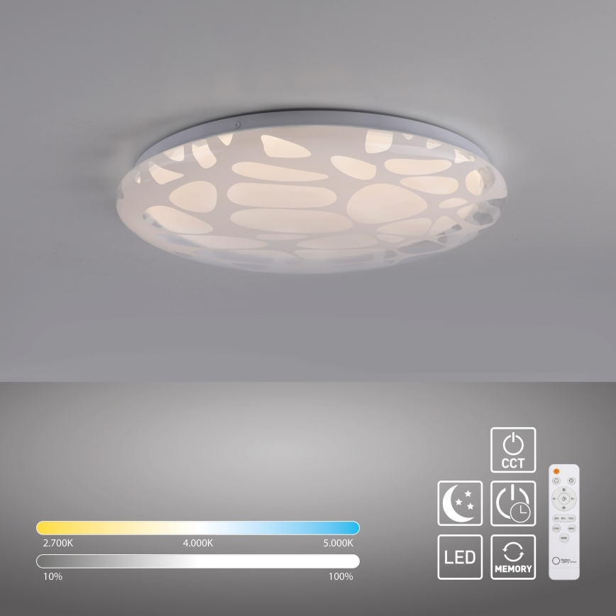 JUST LIGHT. 14009-16 - Plafón LED regulable ART PLAFO LED/20W/230V 2700-6500K Ø 38 cm blanco + mando a distancia