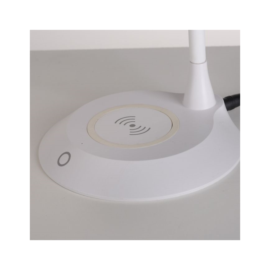 JUST LIGHT. 14414-16 - Lámpara de mesa LED regulable, flexible y táctil con carga inalámbrica PUCKI LED/4,5W/230V blanca