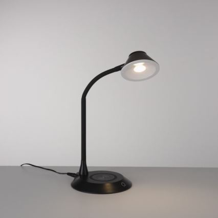 JUST LIGHT. 14414-18 - Lámpara de sobremesa LED regulable, flexible y táctil con carga inalámbrica PUCKI LED/4,5W/230V negra