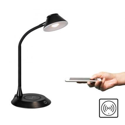 JUST LIGHT. 14414-18 - Lámpara de sobremesa LED regulable, flexible y táctil con carga inalámbrica PUCKI LED/4,5W/230V negra