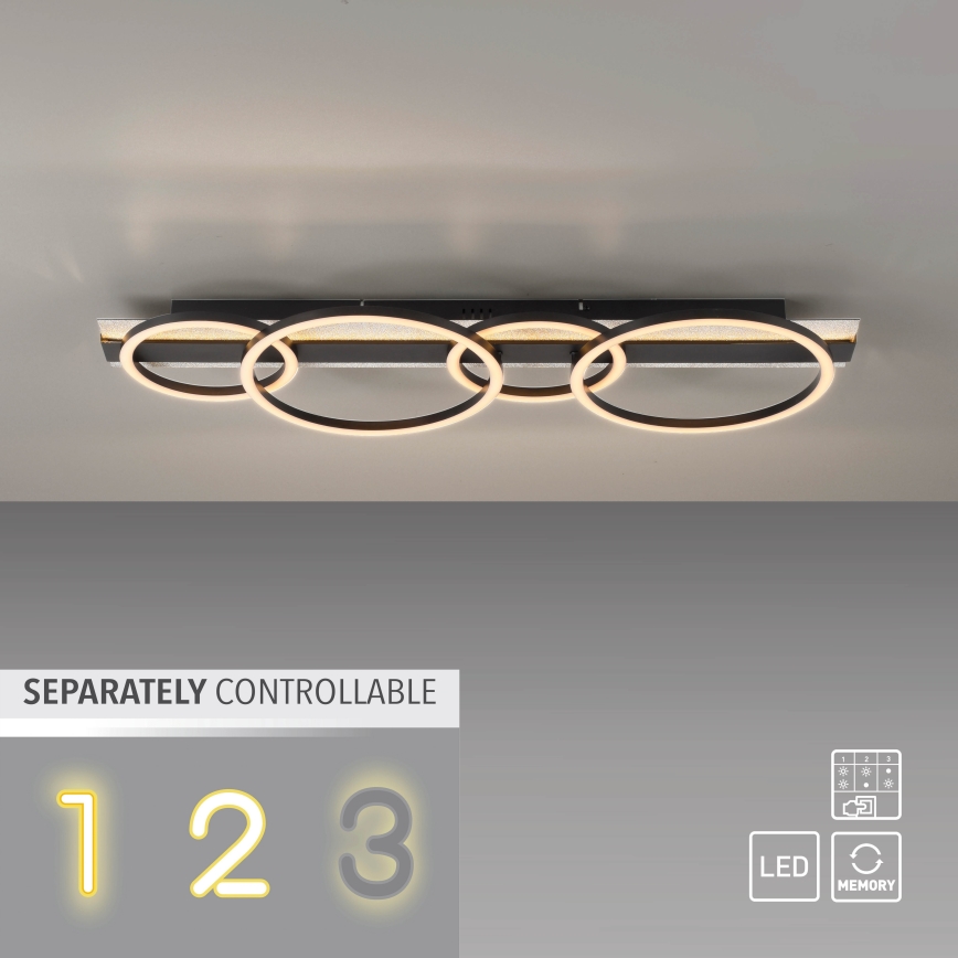 JUST LIGHT. 14426-21 - Lámpara de techo LED CICHIO LED/37W/230V + LED/9,5W 30x86 cm negra