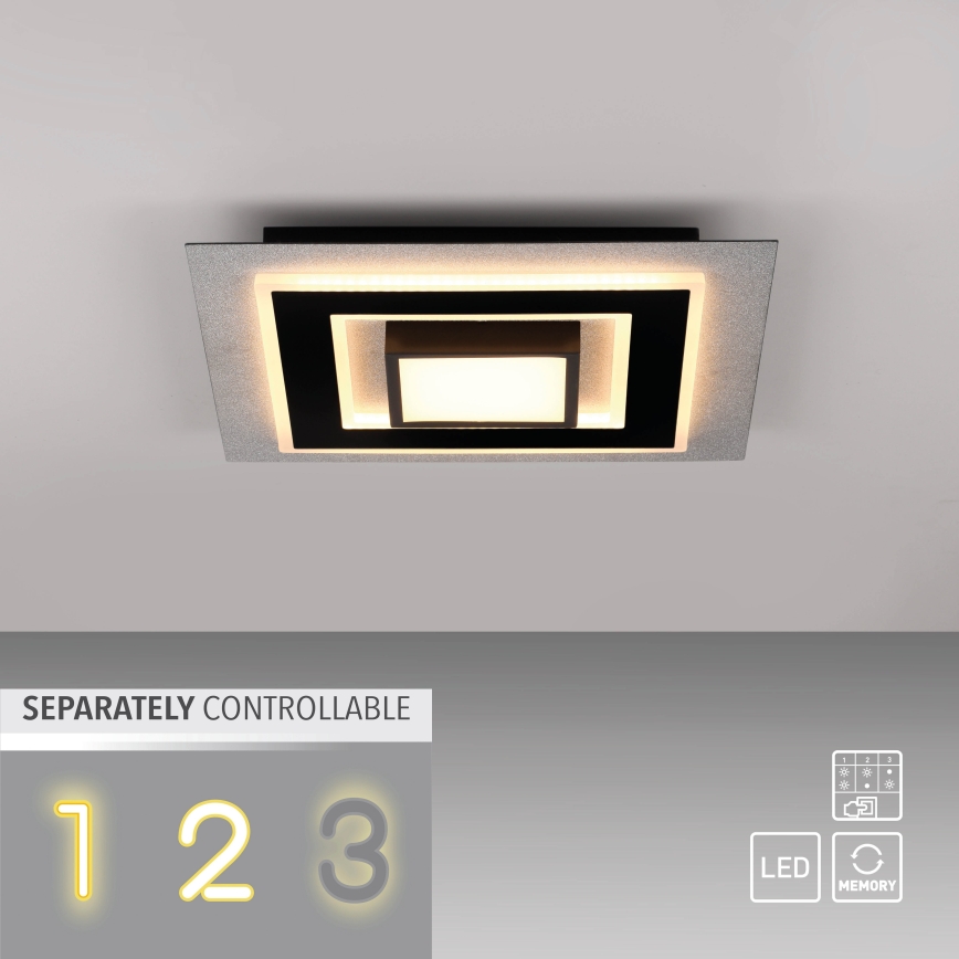 JUST LIGHT. 14439-21 - Plafón LED CICHIO LED/18,5W/230V + LED/9W 40x40 cm negro