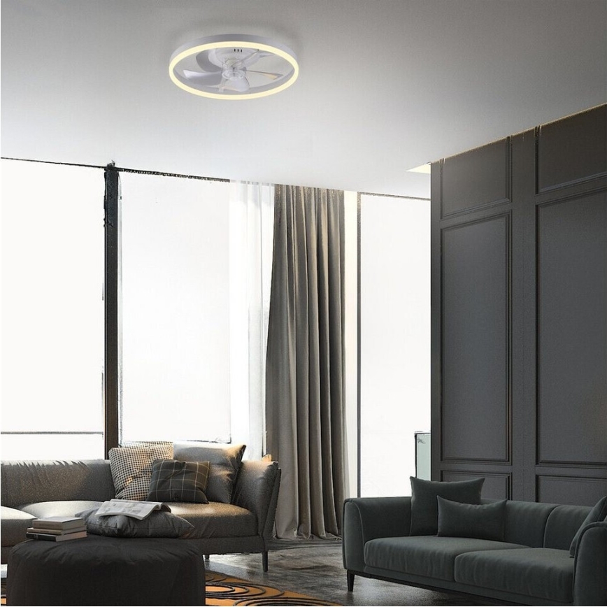 JUST LIGHT. 14624-16 - Ventilador de techo regulable con luz LED RITA LED/22W/230V 3000-6000K, diámetro 50 cm, blanco + mando a distancia